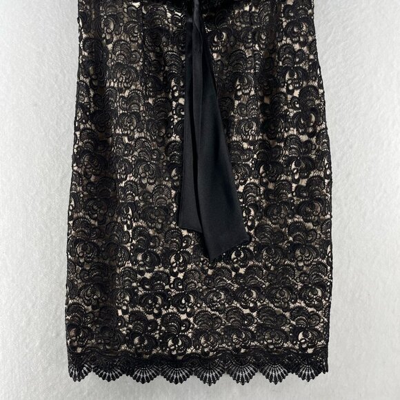 JS Collections Dress Size 6 Sheath Lace Overlay Knee Length Sleeveless Black - Picture 5 of 12